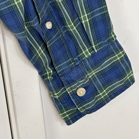 Abercrombie & Fitch LS Shirt Mens Muscle Fit Size Large Blue Green Plaid Preppy - Picture 7 of 13